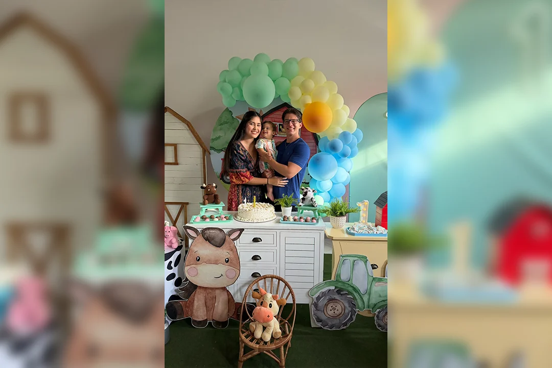 Dani e Nevard no primeiro aniversário da filha, em 2026